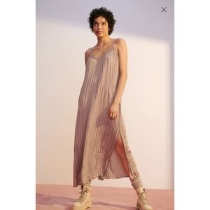 H&M Taupe Lace-trimmed Slip Dress